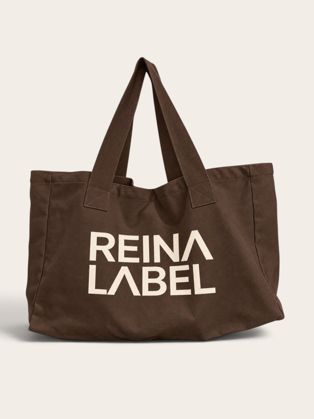 Large printed tote bag brown