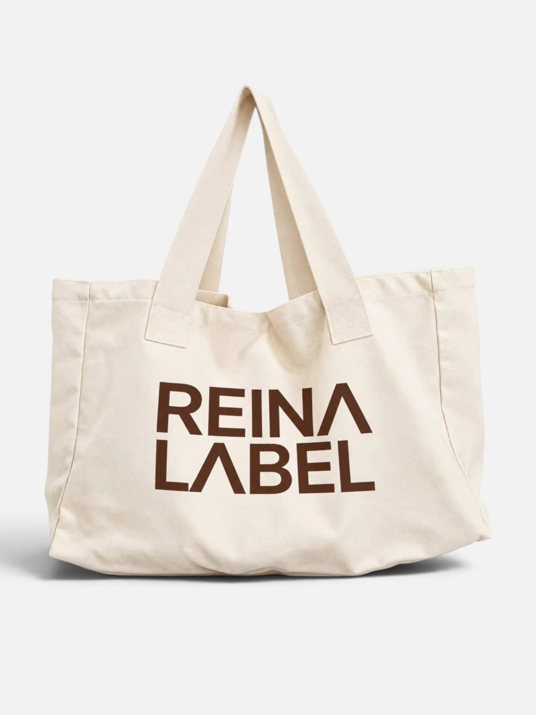 Large printed tote bag beige