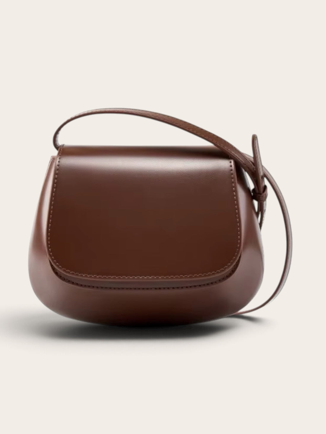 Leather structured mini cross body bag chocolate in brown