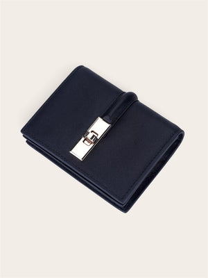 Genuine leather structured card holder with golden detail