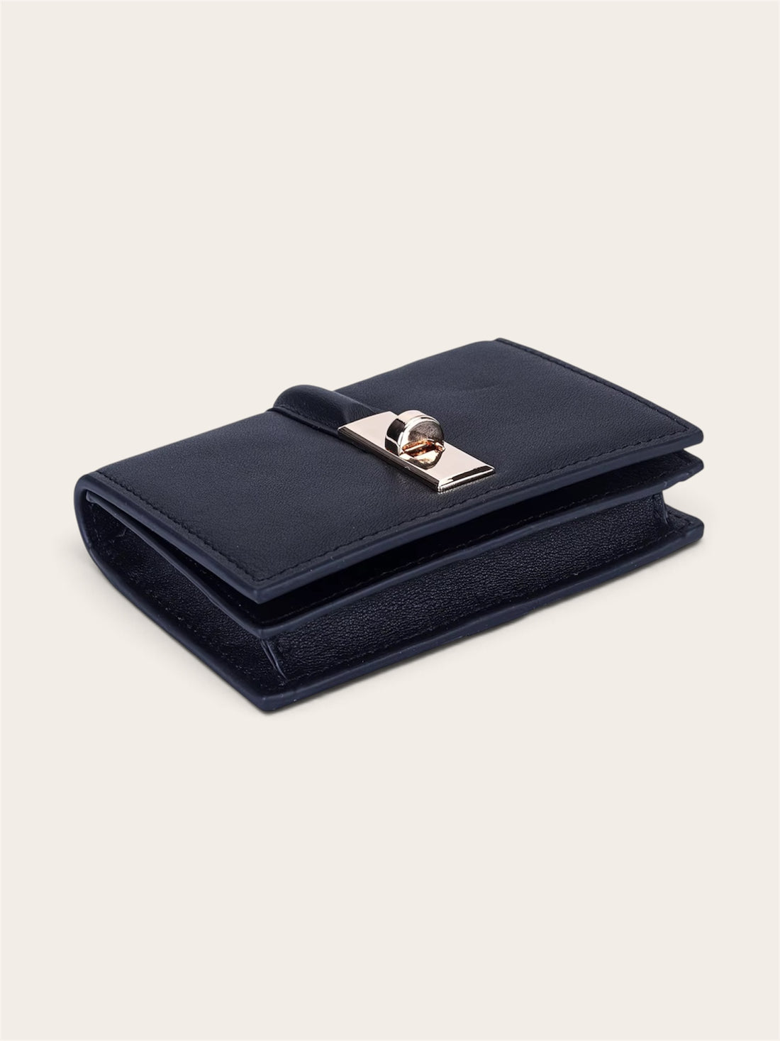 Genuine leather structured card holder with golden detail