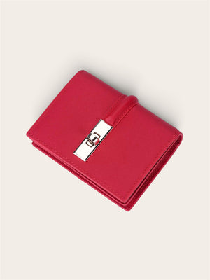 Genuine leather structured card holder with golden detail