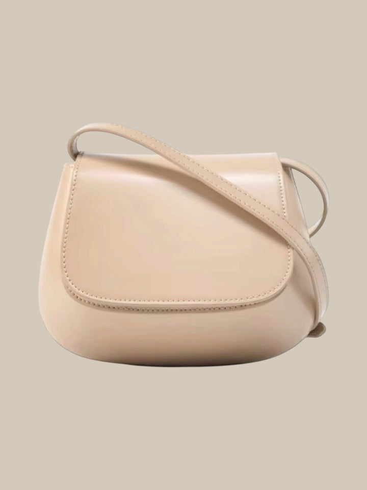 Leather structured mini cross body bag in beige